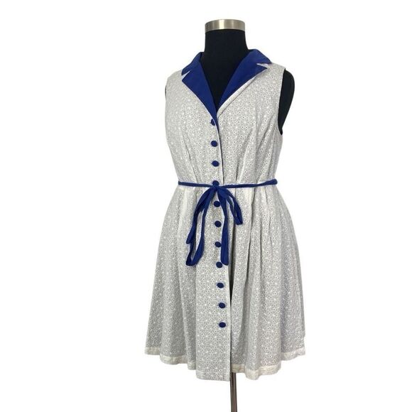 ModCloth 3X White Community Brunch Shirt Dress Cotton Cottagecore Retro 50s - Picture 3 of 10